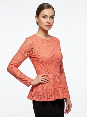 Peplum peach lace top
